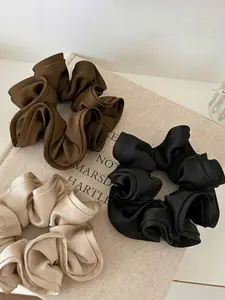 2PCS Satin Scrunchies Hair Ties for Women - Big Silk Satin Scrunchie Exra Large Jumbo Gaint Oversized Cute Elegant Scrunchy for Curl Thick Hair Fashionable Versatile High-End Elegant Simple Minimalist Solid Color Hair Tie Ponytail Hairstyle