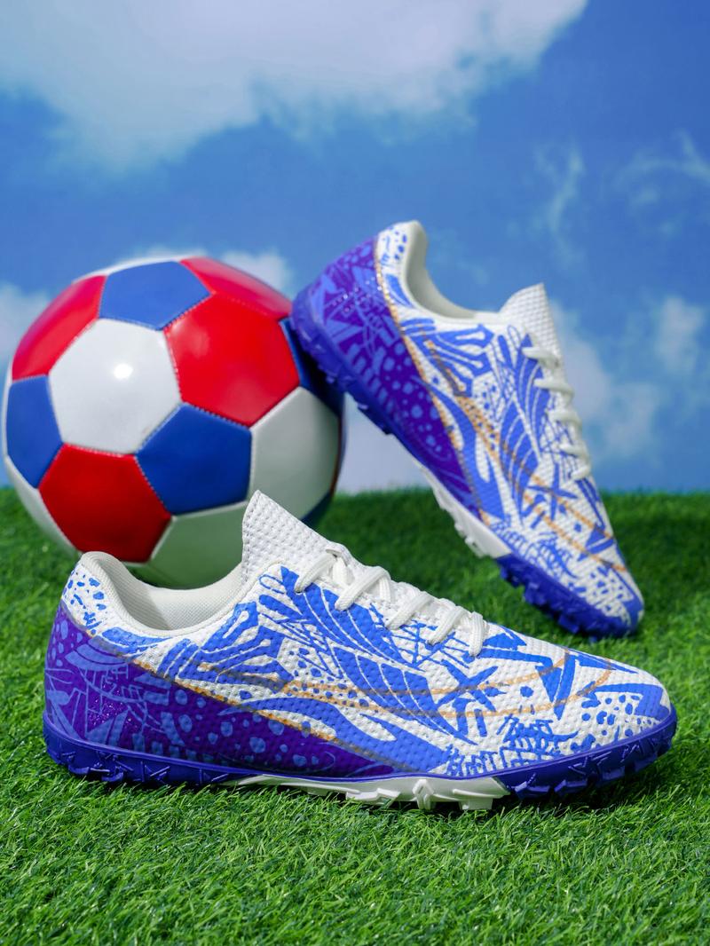 Unisex Blue - Silver - Black Contrast Football Shoes, Soccer Cleats, Personalized Texture Design, Breathable and Wear - resistant Upper, Strong Grip Studs for Better Field Performance, Ideal for Football Training and Matches