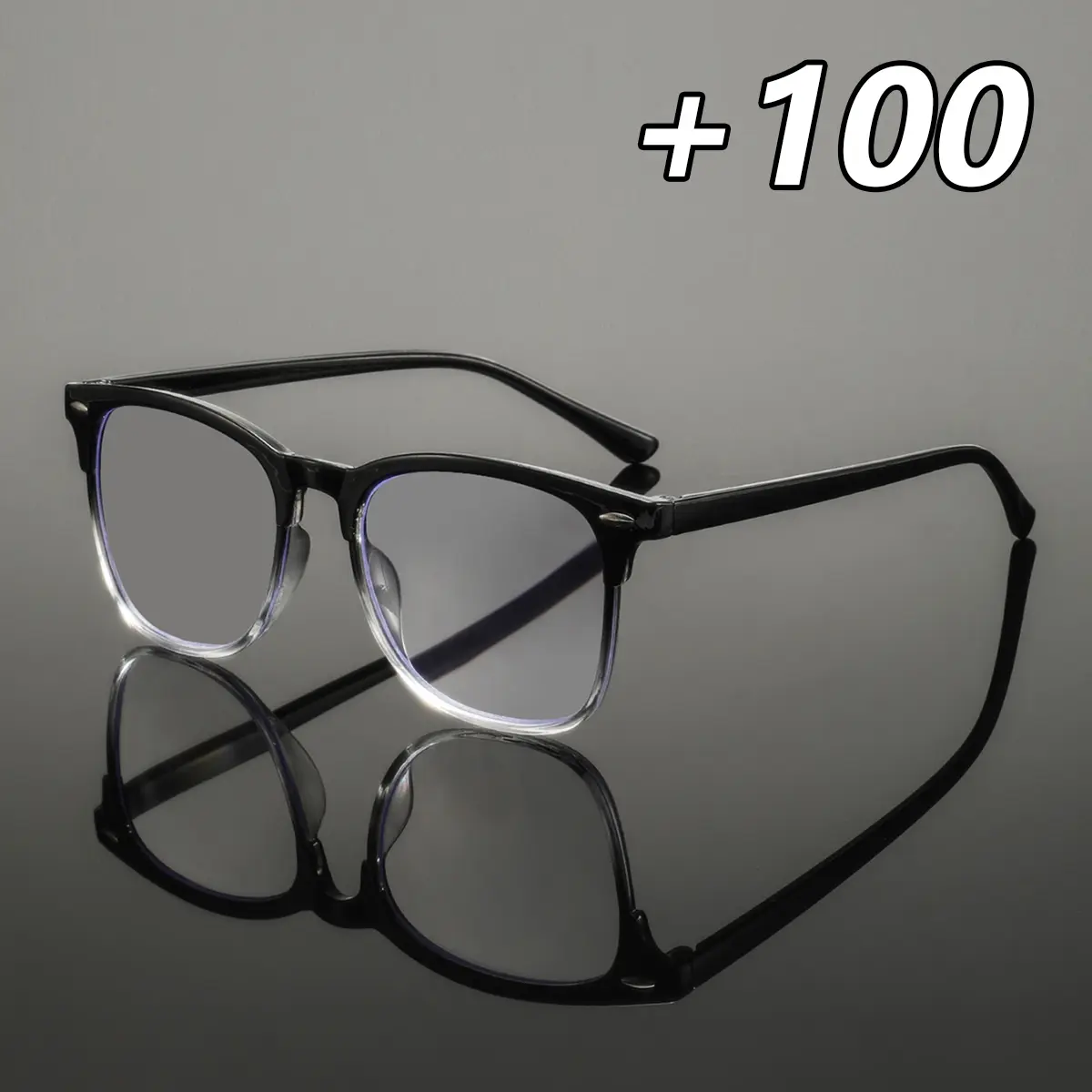 Men's Plastic Square Graduated Reading Glasses, Stylish American Fashion, Casual Trendy Eyewear, Versatile Old Flower Goggles, Reading Eyeglasses, Square Frame Eyeglasses
