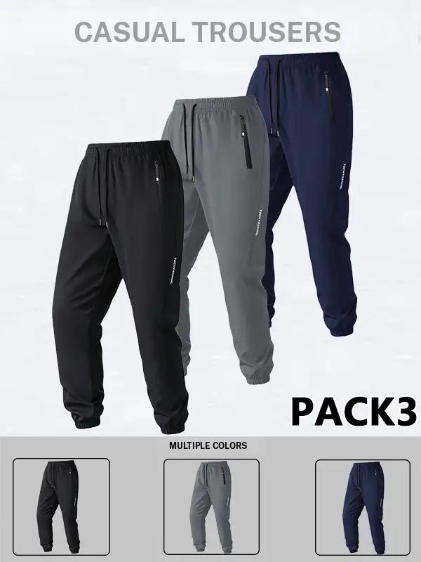 Men's Regular Fit Solid Drawstring Waist Sweatpants, Casual Pocket Design Pants for Men, Men's Trousers for Daily Wear, Yoga Training Pants, Please refer to the size chart before purchasing athletic activewear Halloween Gifts