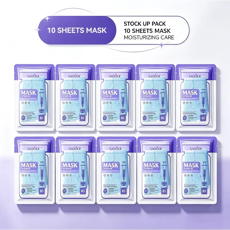 Hyaluronic Acid Vitamin B5 Moisturizing Freeze Dried Facial Mask 10Pcs *3g Hydrate Nourish Rough Skin Skincare Gift For Friends & Dating Night