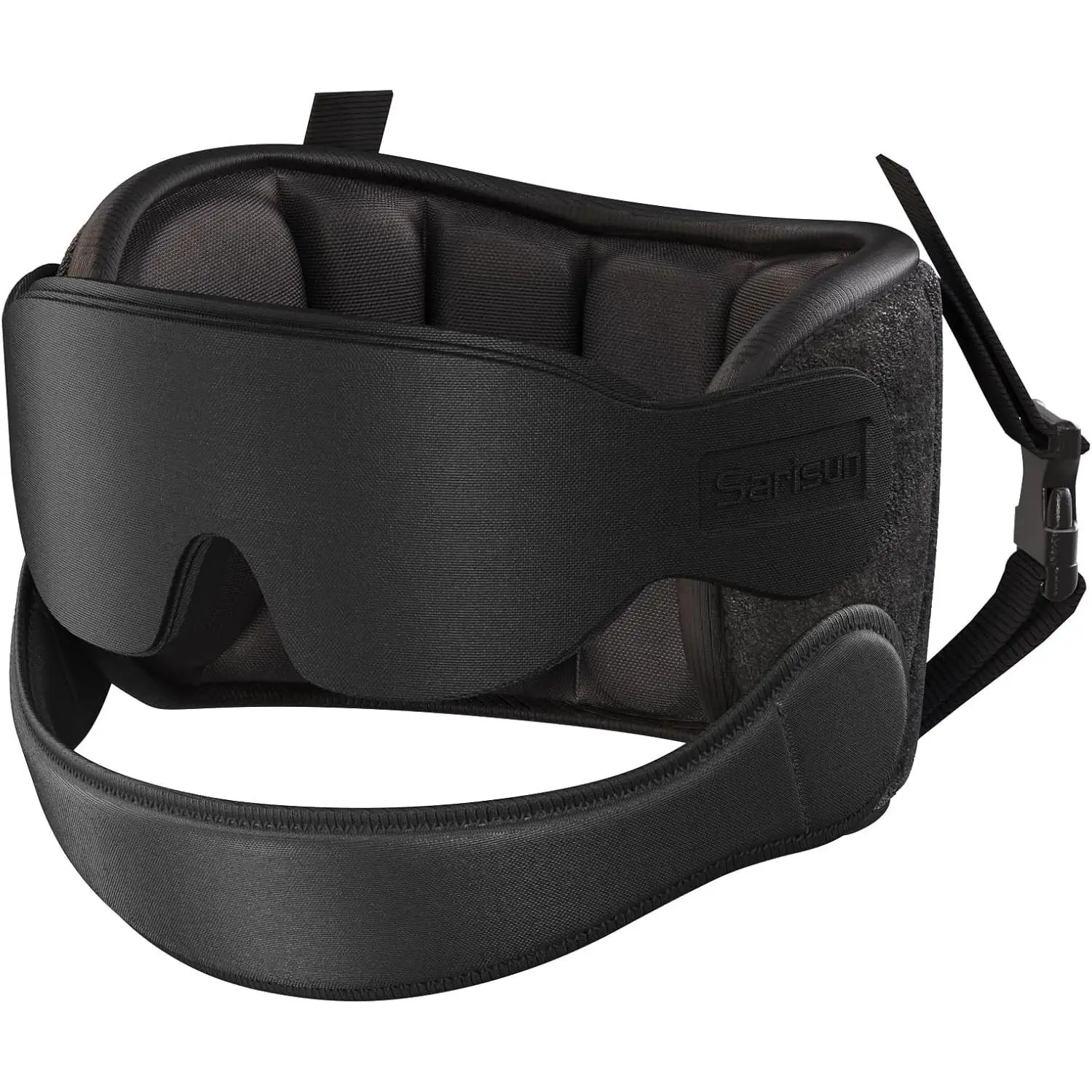 Airplane Travel Pillow with Chin Strap, Stable Head Support, Black | Extra Chin Support, Secures to Seat Headrest, Airplane Sleep Without Head Bobbing, 360° Support Plane Pillow for Long Flight