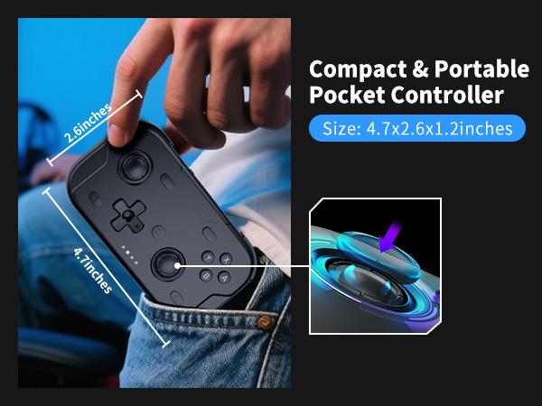 Mini Lightweight Pocket Wireless Game Controller Switch 1/2, Bluetooth-compatible Gaming Joystick for PC Android iOS Phone Tablet Laptop Huawei
