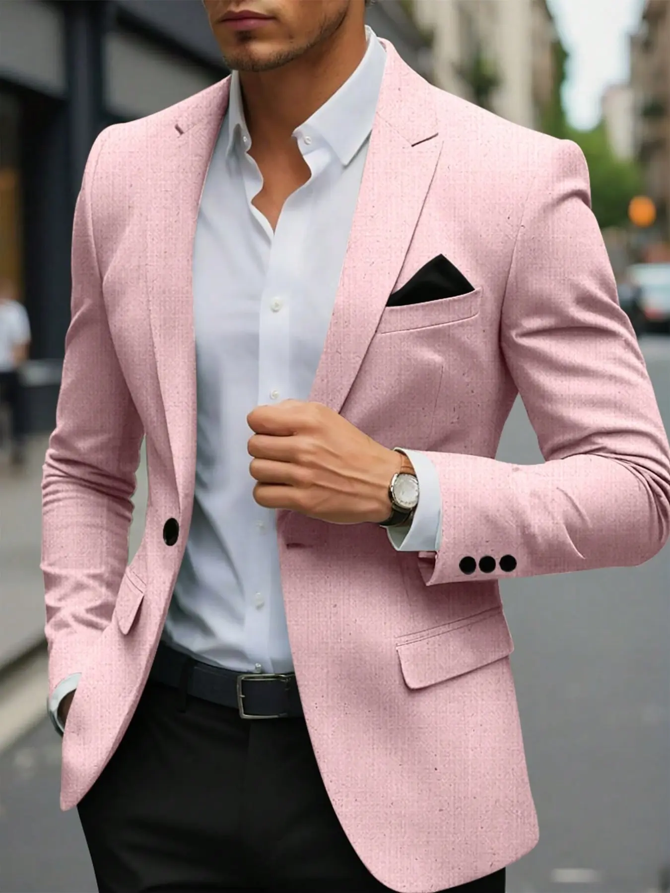 Men's Fashion Regular-Fit Blazer, Business Style, Multi-Color Options, Elegant and Stylish, Single Button Design