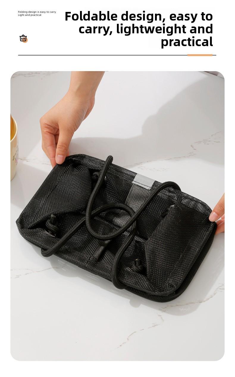 Mesh Toiletry Bag for Travel, Foldable Cosmetics Organizer Basket with Breathable Net, Large Capacity Shower Caddy for Gym Swimming, Quick Drying Drainage Holder