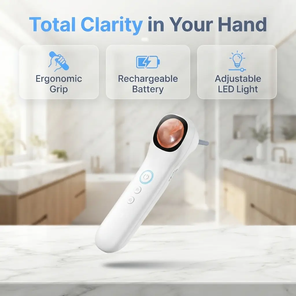 5-in-1 Visual Ear Cleaner with IPS Screen, 1080P LED Ear Camera, 12 Soft Tips Safe for Kids Adults Pets