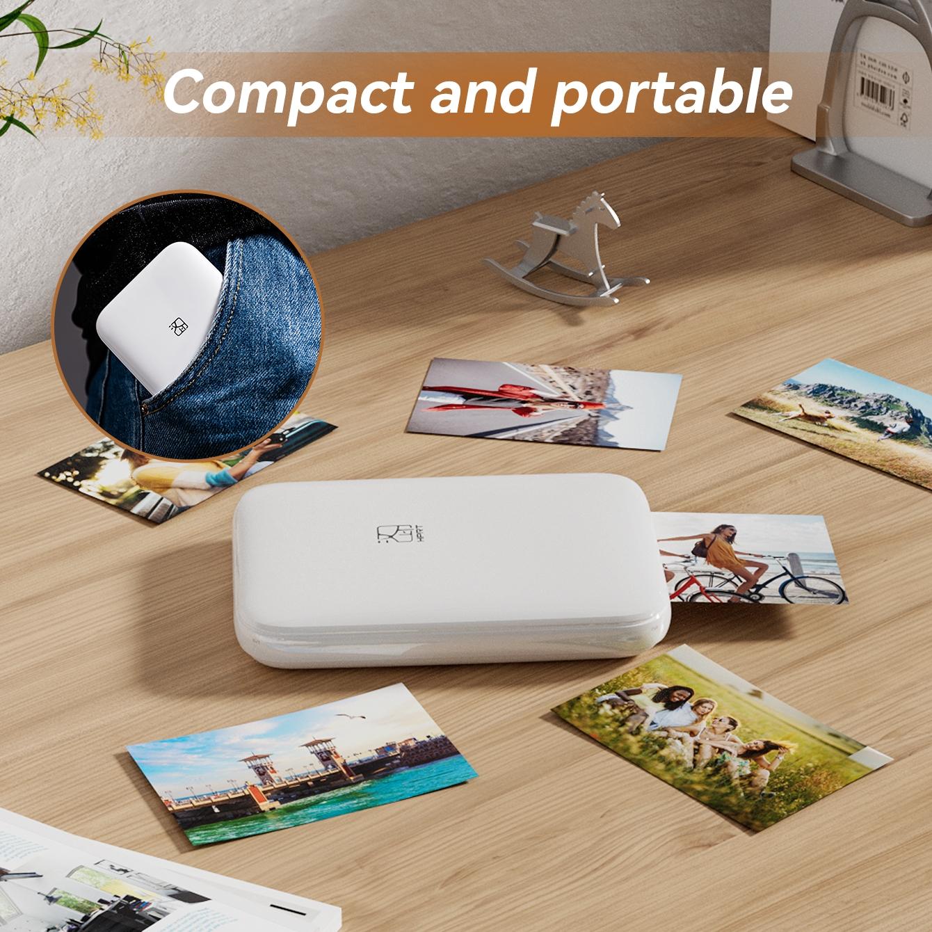 MT53 Mini Bluetooth Photo Printer, Smartphone Photo Printer, Portable Wireless 2x3 Inch Sticker Printer, Instant Color Photos, Compatible with iPhone & Android – Perfect Gift Ideal