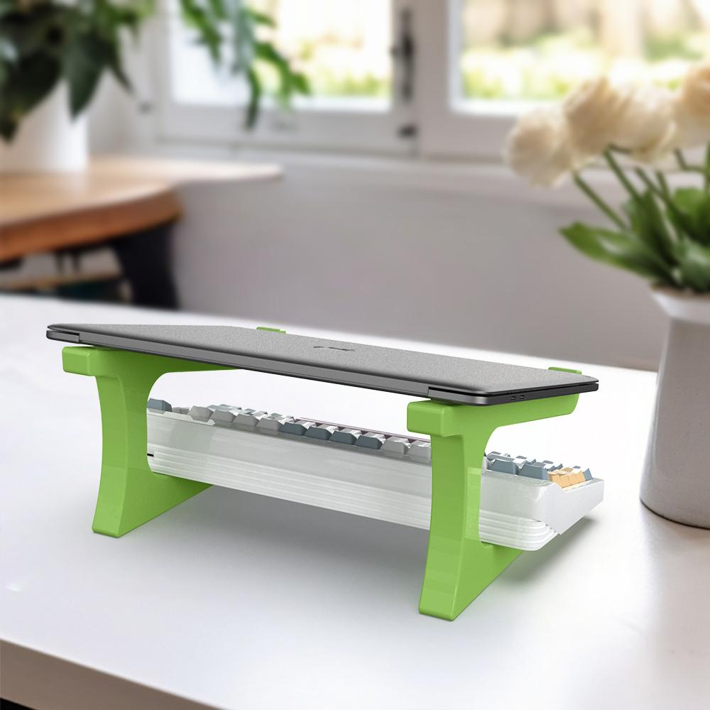 Multifunctional 3D Printed Keyboard Stand, Laptop Stand, Dual Device Support for Study & Office, Adjustable Angle for Living Room Entertainment