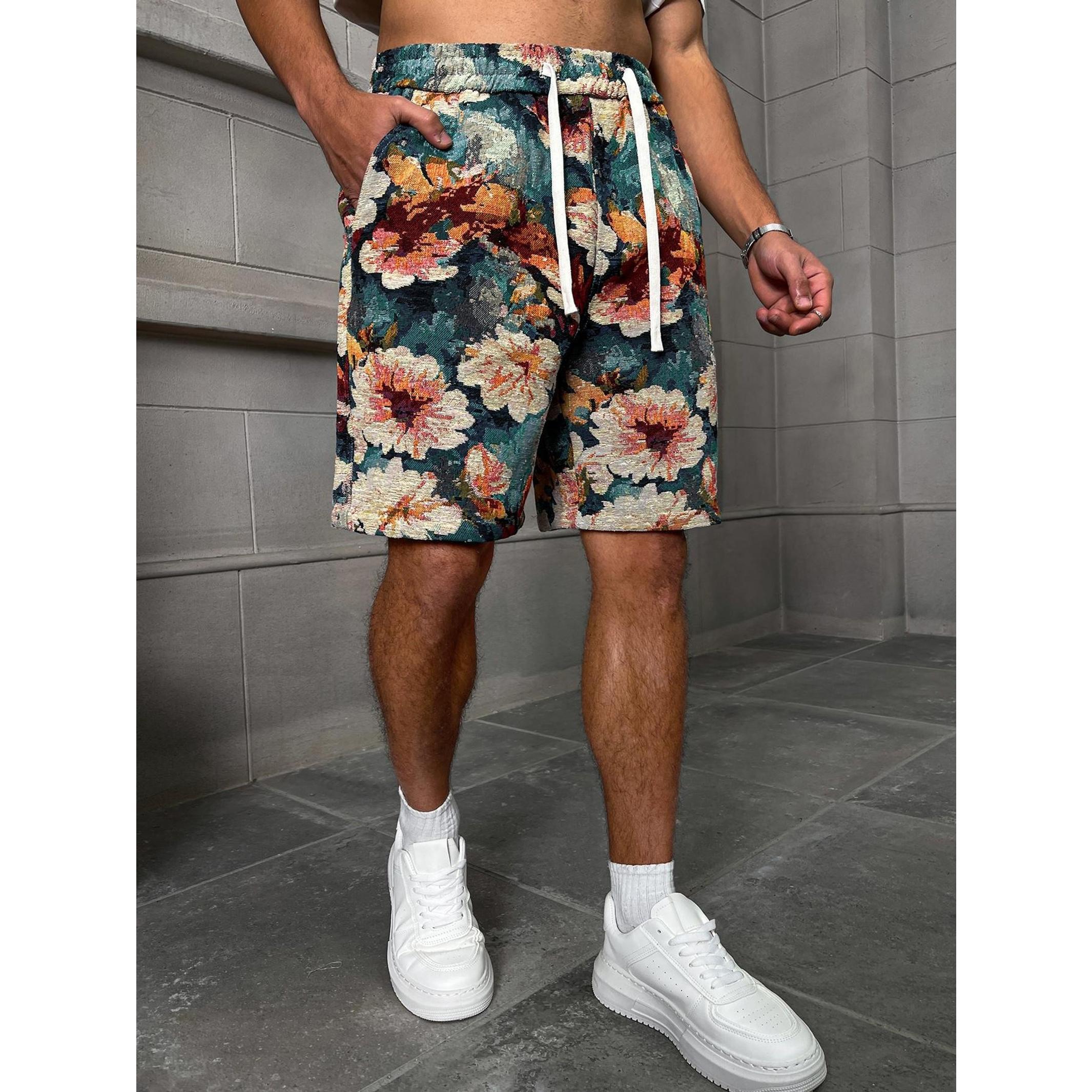 2026 new men's casual overalls shorts men's American casual pants European and American fashion loose men's fancy pants.