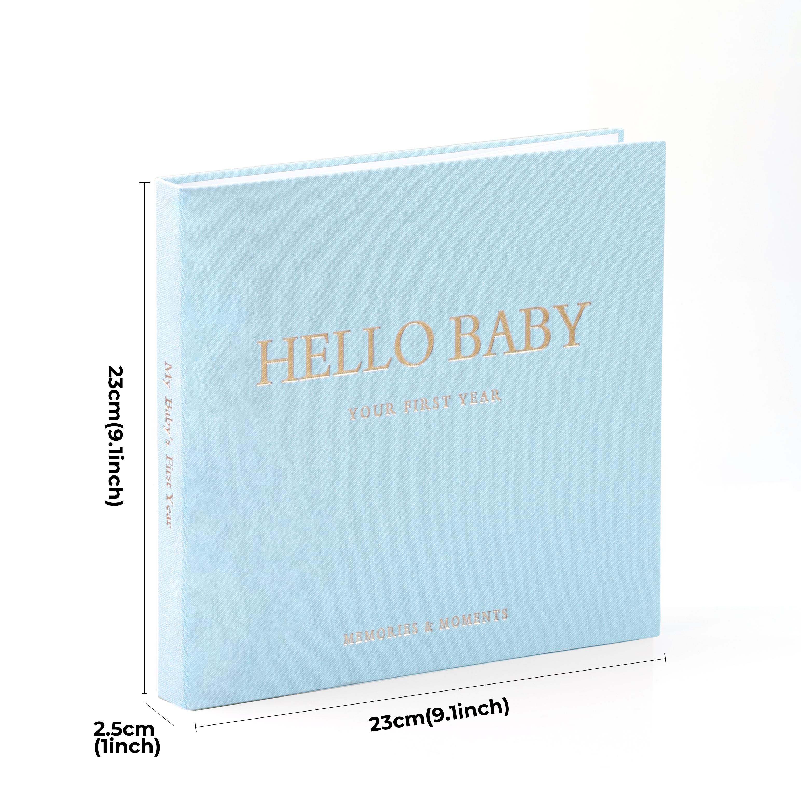 Baby Memory Book, Hello Baby Linen Cover Spiral-Bound Baby Notebook with 4 Special Paper Pockets and 12 Monthly Milestone Stickers, Pregnancy Memory Notebook #GLOBAL PICKS