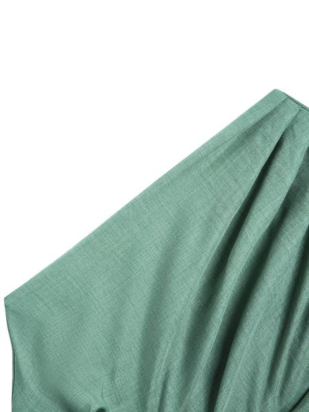 Aliling Sexy Elegant Women's One-Shoulder Long Sleeve Shirt Crop Top Slim-Fit Woven Fabric Casual Fashion for Spring or Summer