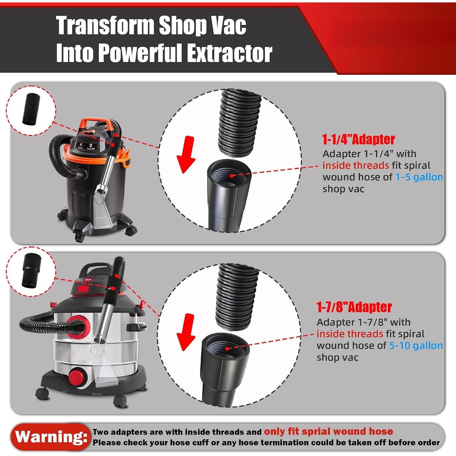Extractor Tool Hand Wand with Clear ,  Detailing Vacuum Wand | 1-1/4" & 1-7/8" Adapters for Upholstery & Carpet Cleaning, Portable Extractors & Truckmounts,Turn Shop Vac into an Extractor