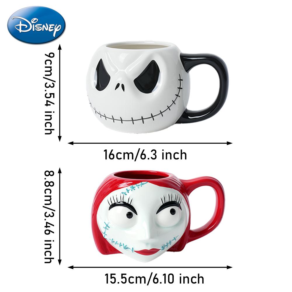 Disney Official Licensed Nightmare Before Christmas Jack & Sally Ceramic Mug 19 FL OZ Coffee Cup 1PC Couple Collectible Ornaments Perfect for Christmas & Valentine's Day Gifts MN-26816