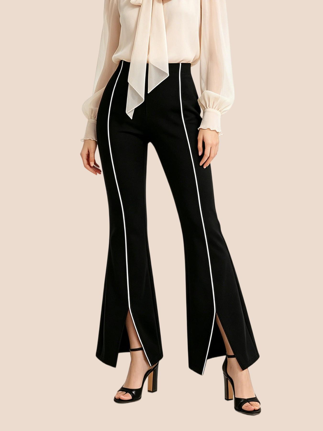 Women's Casual Split Yoga Pants, High Waist Slimming Tight Fitting Bottoms, Flowing Micro Flare Leggings, Comfortably Stylish