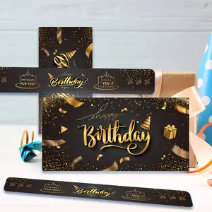 New Gold Birthday Folding Envelope, 6 Card Slots Cash Surprise Gift, Perfect for Men Women Girls Boys Birthdays, Fun Party Cards