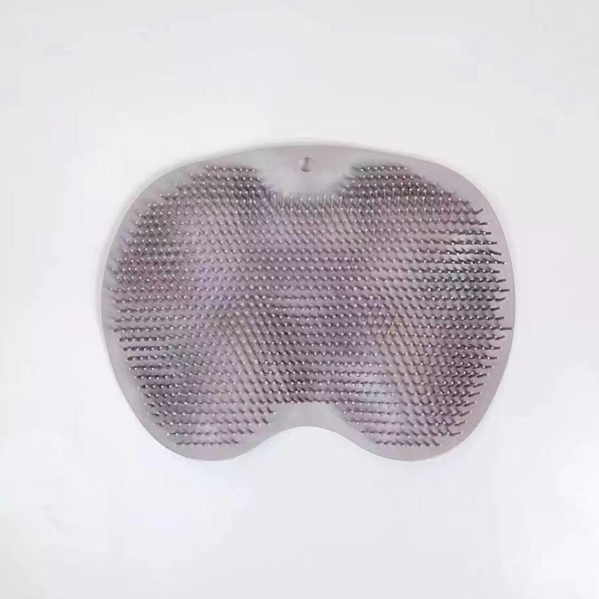 Hands-free shower foot and back scrubbing mat, with non-slip suction cup wall-mounted silicone bathroom foot washing mat, exfoliating, light beige, for feet