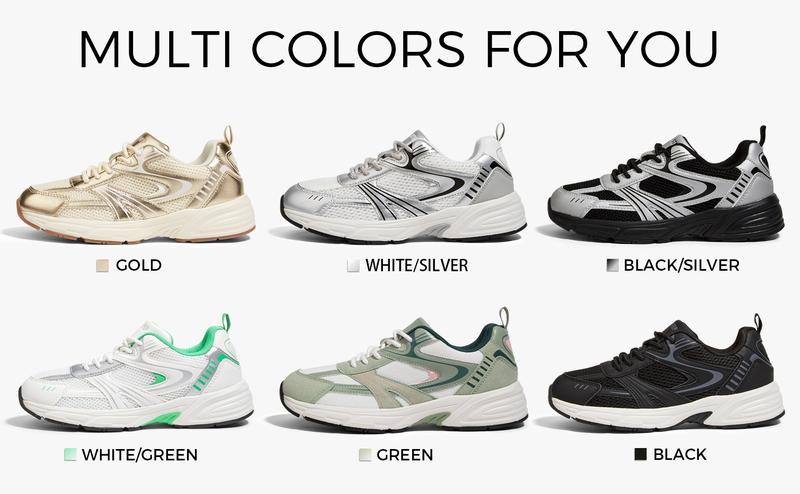 LUCKY STEP Women's Mesh Casual Fashion Sneakers Lace Up Lightweight Runner Shoes Non Slip Breathable Chunky Shoes