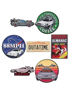 Back to the Future Theme Badge, Vintage Sci-Fi Aesthetic Style, Delorean Time Machine 88 Mph License Plate, Movie Classic Symbol, Movie Classic Icon, Cosplay