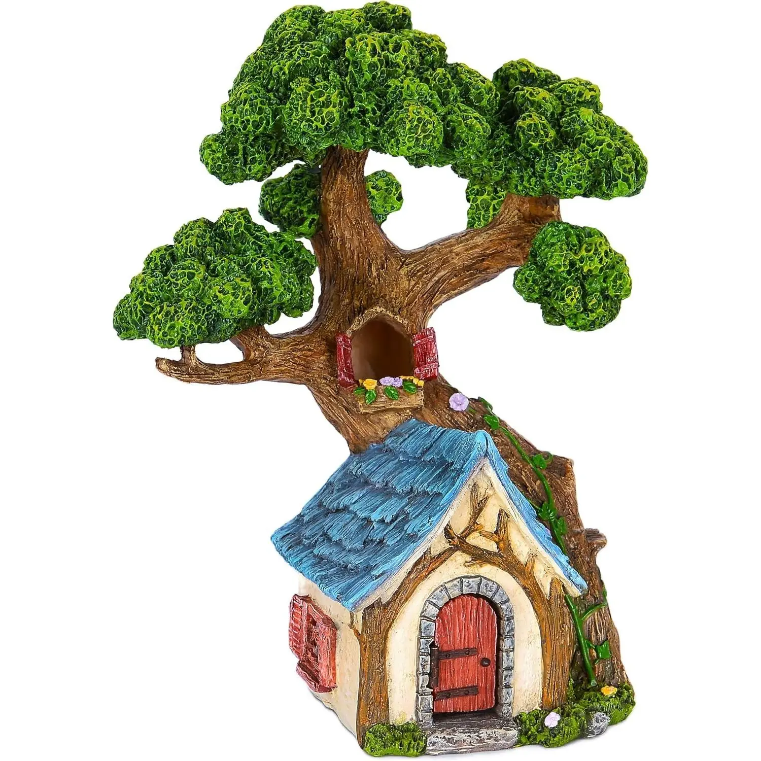 Fairy Garden Figurines - Tree House (8.5" H) - Miniature Decorative House - Outdoor & Indoor Garden Decor