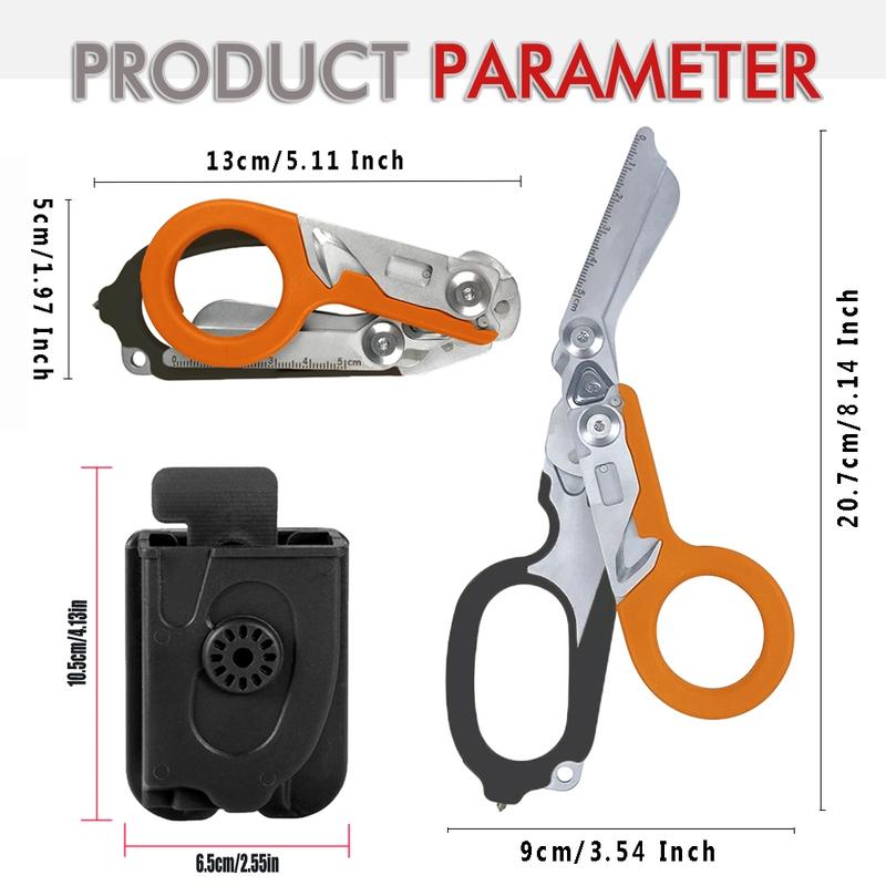 Portable Folding Scissors with Sheath (2 Counts/set), Multifunctional Stainless Steel Scissors, Outdoor Camping Tool, EDC Tool, Cutting Supplies