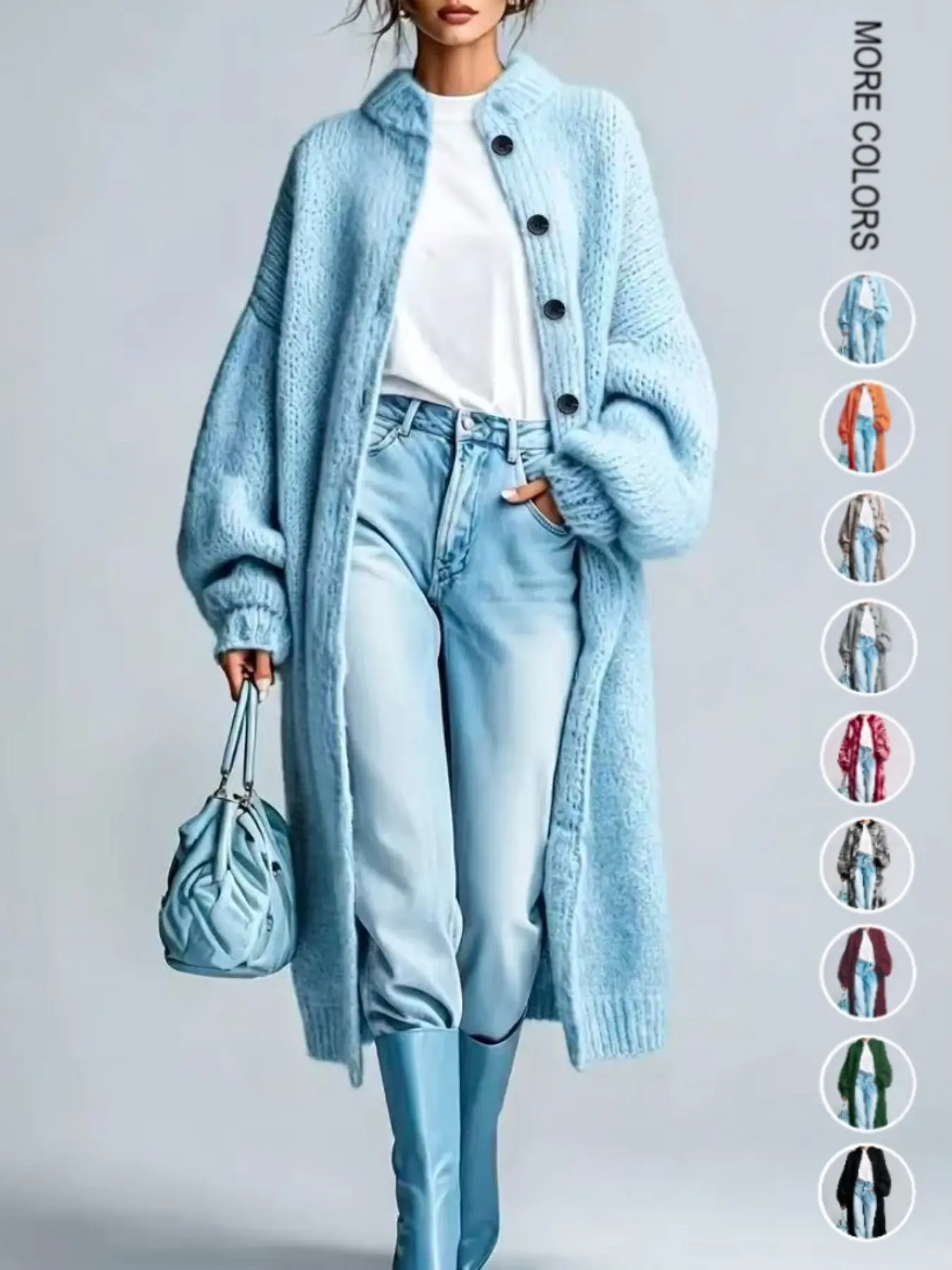Women's Medium-Length Knit Coat, Fall Winter New Arrival, High-End Single Button Round Neck, Soft Comfortable Thickened, Elegant Casual Fashion Knitwear for Fall