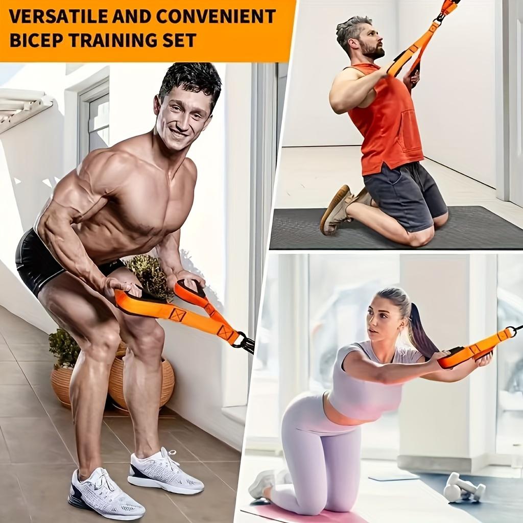 1 Set of 5pcs Latex Resistance Training Equipment, Workout Equipment, with Adjustable Resistance, Weight Capacity 225Lbs, Including 1pc Handle, 1pc Door Anchor And 3pcs Latex Resistance Bands, Suitable for Shoulder Press, Fitness Equipment