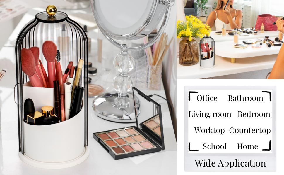 Elegant ToothBrush Holder with Transparent Door Lid 360 Rotating Clear Organizer for Vanity Bathroom Desktop Countertop Storage 1 Count summerwins,summerwins