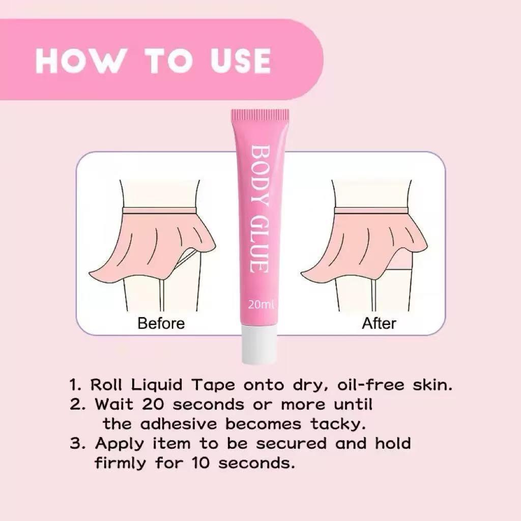 No More Bra Strap Slips! Body Glue for Clothes – Liquid Anti-Slip for Strapless Tops, Low-Cut Dresses, Underwear, Invisible, Skin-Safe, Lasts All Day | #FashionHack