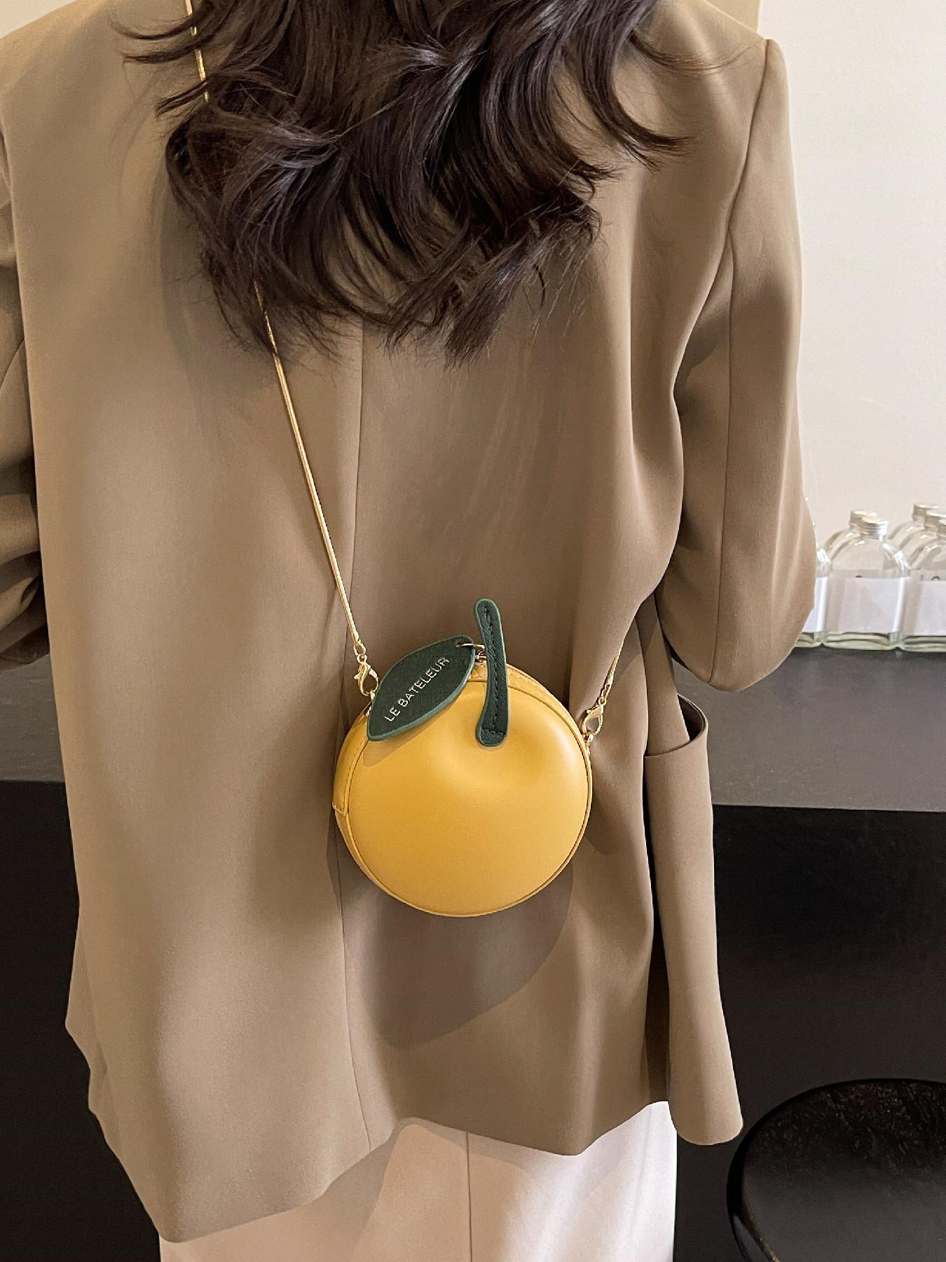 Elegant Apple-Shape Letter Design Bag, Stylish Shoulder Crossbody Purse, Perfect for Daily Use, Dates, Gatherings