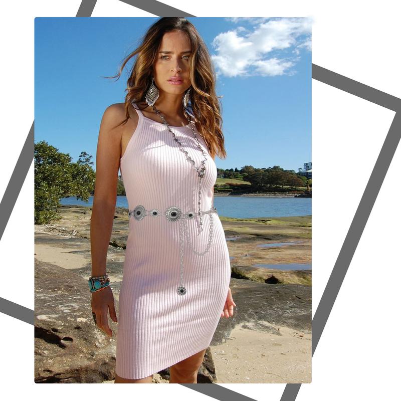 XZQTIVE Womens Metal Chain Dress Belt Hollow Out Sweater Belt Decorated White Gem Skinny Waist Belt Western Metal Concho Chain Belt