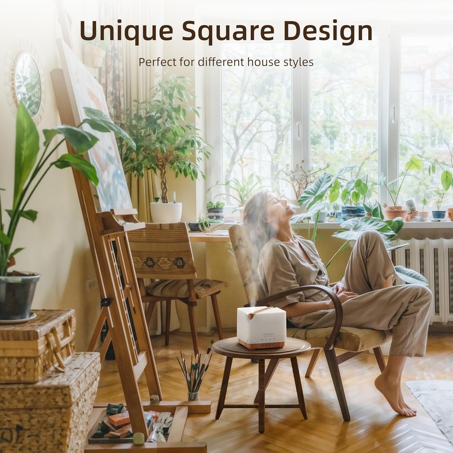 ASAKUKI Essential Oil Diffuser+Top 6 Essential Oils Set for Home&Office, 700ml Cool Mist Humidifier with Fragrances Oil, 7LED Warm Light Color, Timer and Auto-Off Safety Switch, Airfreshener Fragrance Machine, Large Home Fall Decor