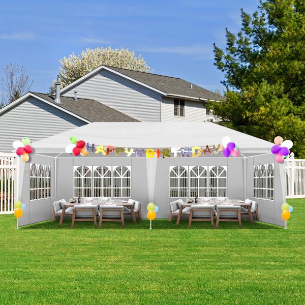 [Bellemave]10X20ft/10X30ft white 4enclosed/5 enclosed pergola with 4/5 windows made of PE cloth