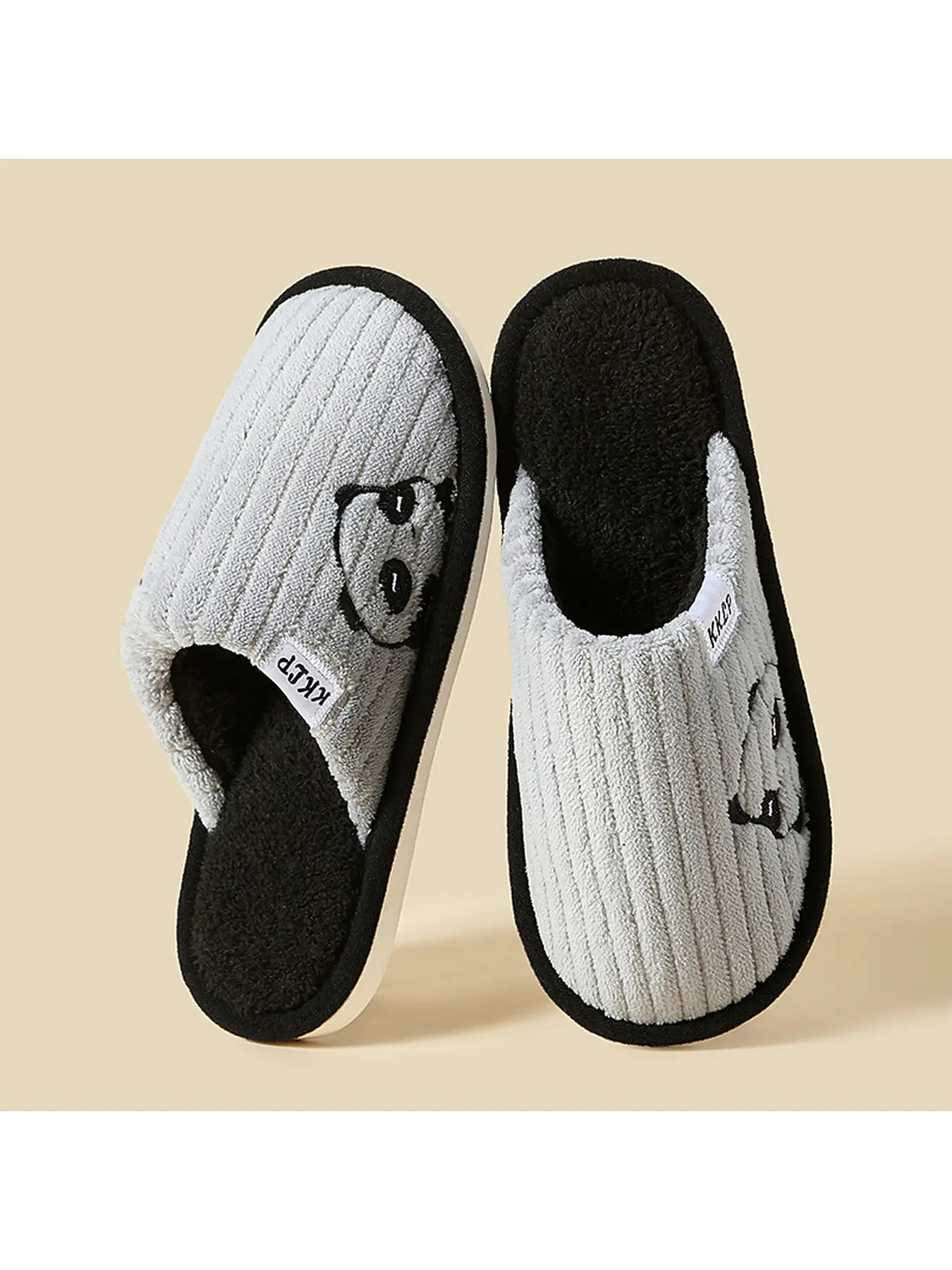1 pair of cute panda indoor home warm plush slippers for men and women, suitable for autumn and winter