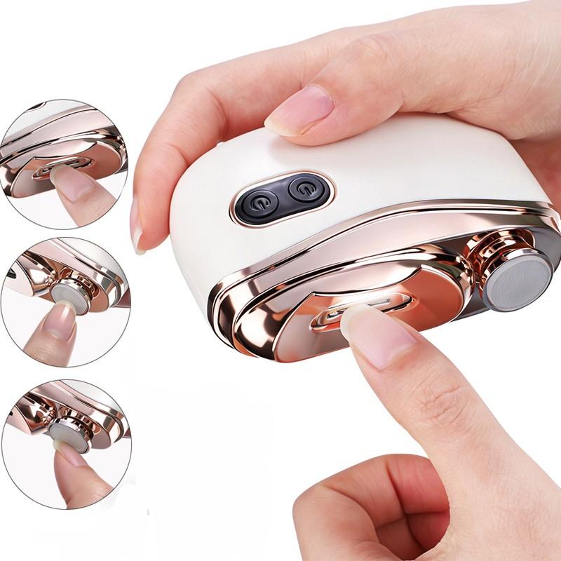 2 in 1 Electric Nail Clipper Polisher with Light Automatic Nail Cutter Clipper & Polishing Grinder Fingernail Toenail Trimmer 2-Speed Rechargeable