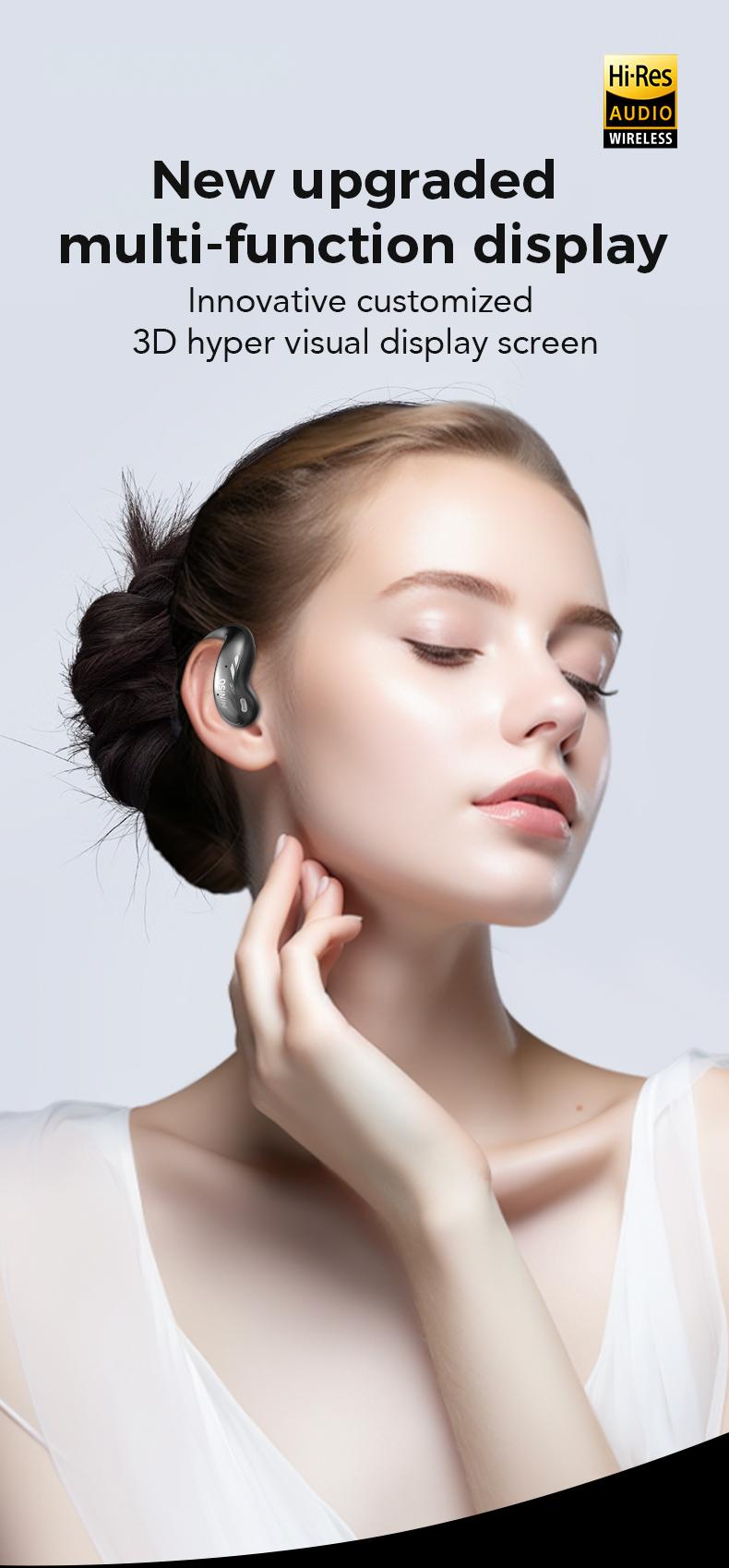 MINISO MS188 OWS Open Ear Headphones, True Wireless Bluetooth Earphones, Hifi Sound Headsets with Mic Full Color Screen Display Charging Case(For lanasfinalproject)