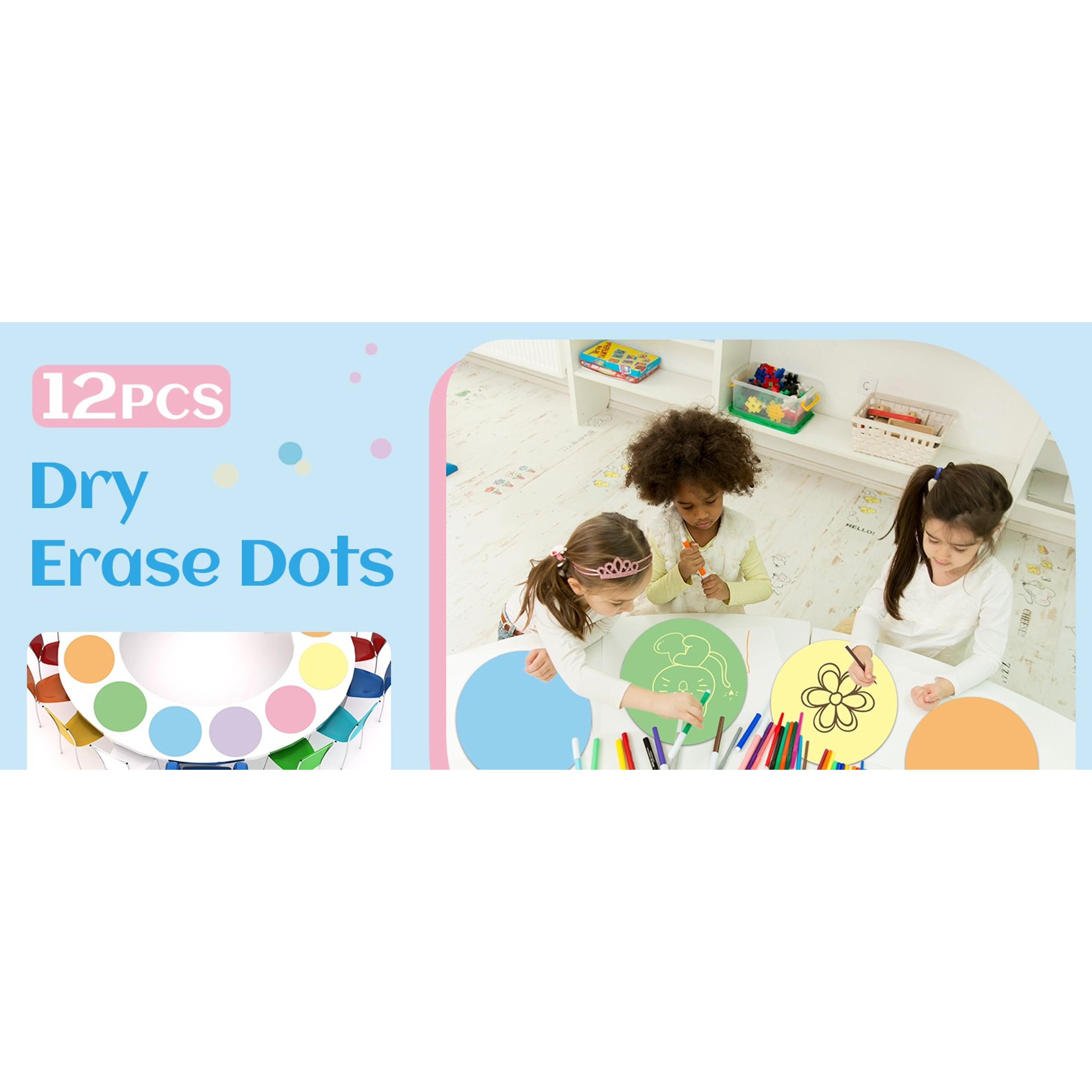 12Pcs Dry Erase Dots for Classroom Table 12 Inch Pastel Style Rainbow Removable Circle Stickers Desktop Writing Spots Back to School Decor for Teacher Students Whiteboard Desk Floor Decal