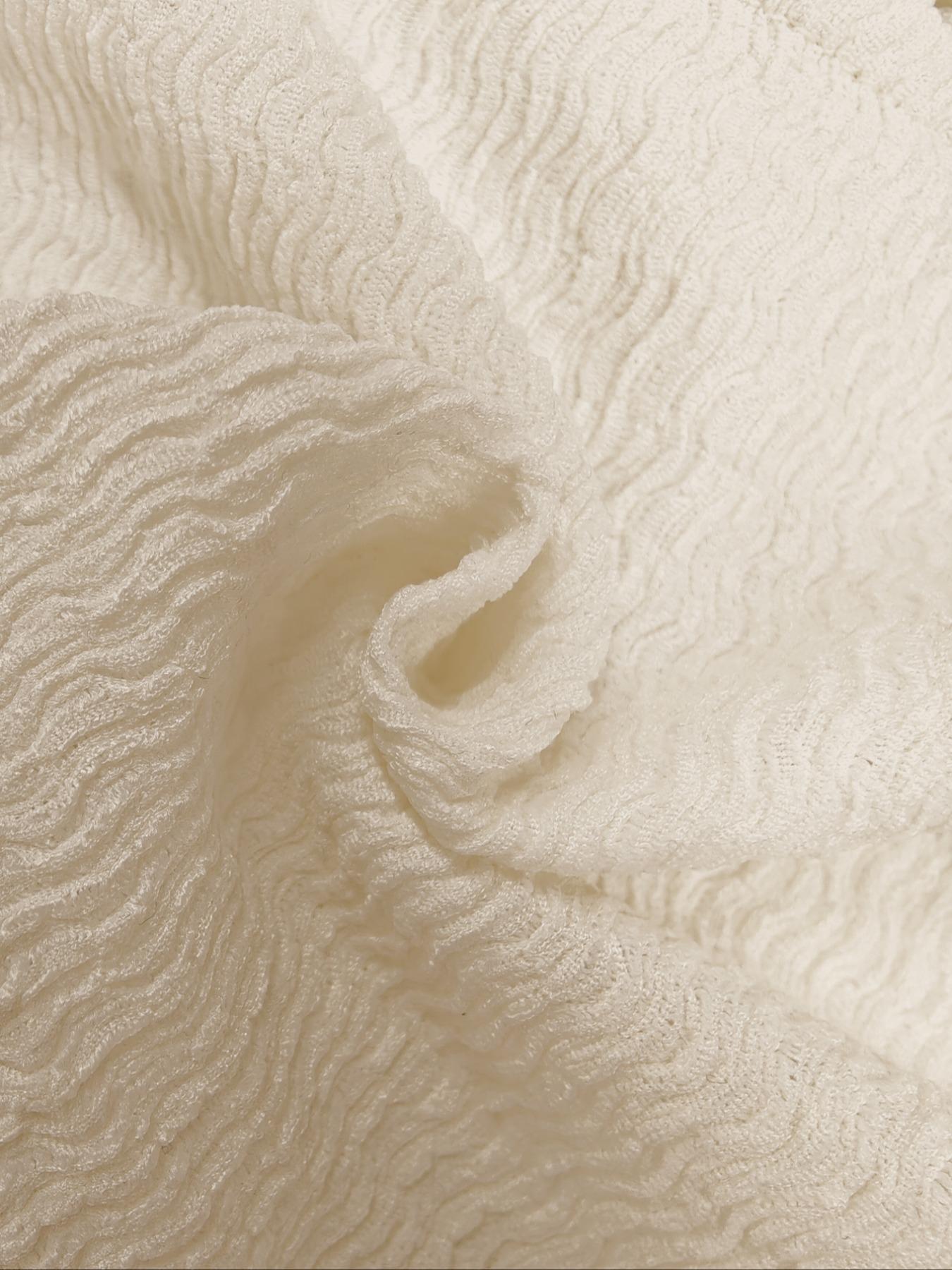 Women's Deep V Neck Ruched Long Sleeve Fitted Top, Casual Wave Hem Blouse, Perfect for Daily Wear & Dates, Versatile Fashion Piece