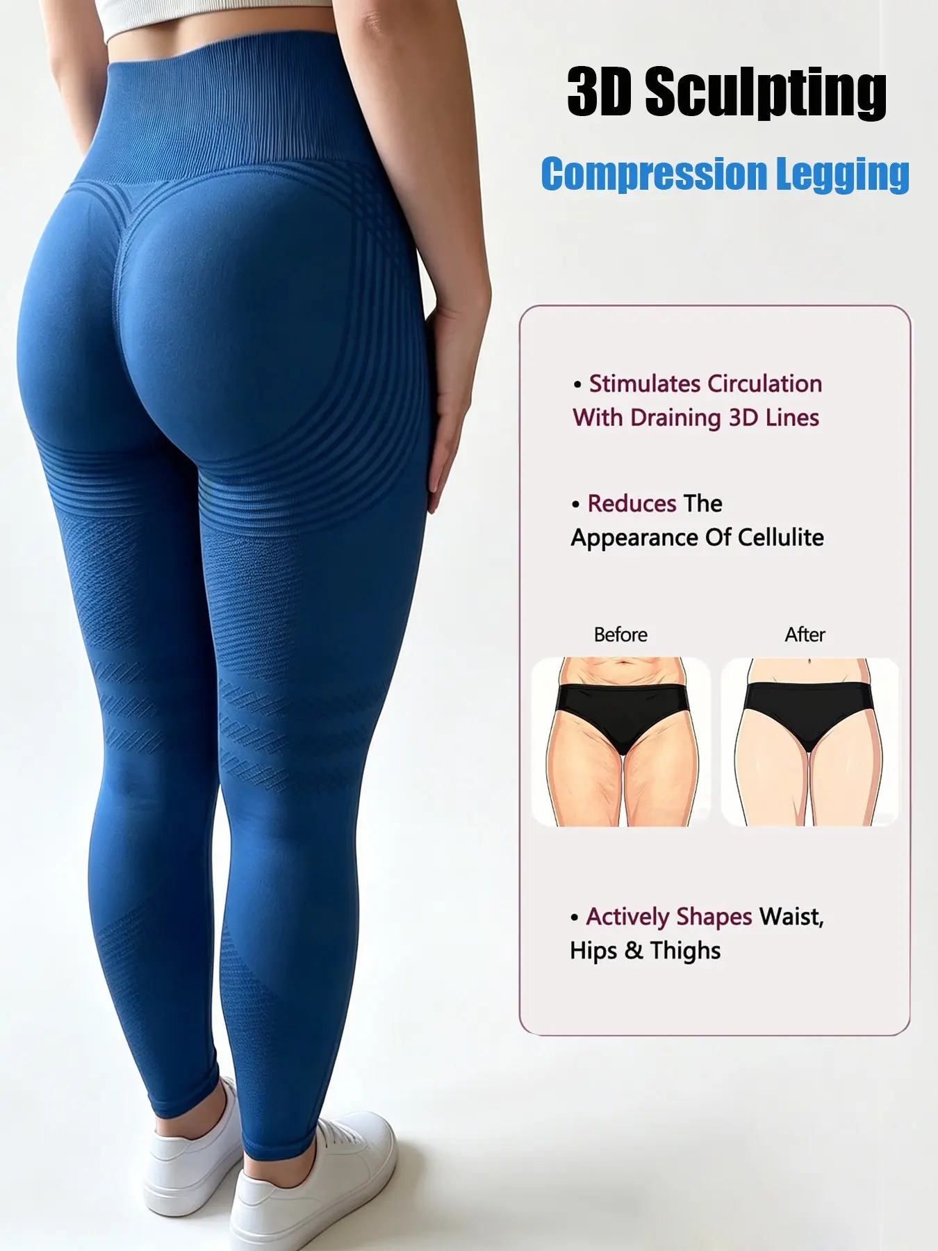 3D Anti Cellulite Compression Leggings, Seamless High Waist Butt Lifting Legging for Women Tummy Control Metabolic Boost Workout Yoga Pant, Anti-Cellulite & Metabolism Boost Workout Trousers For Fitness & Yoga.