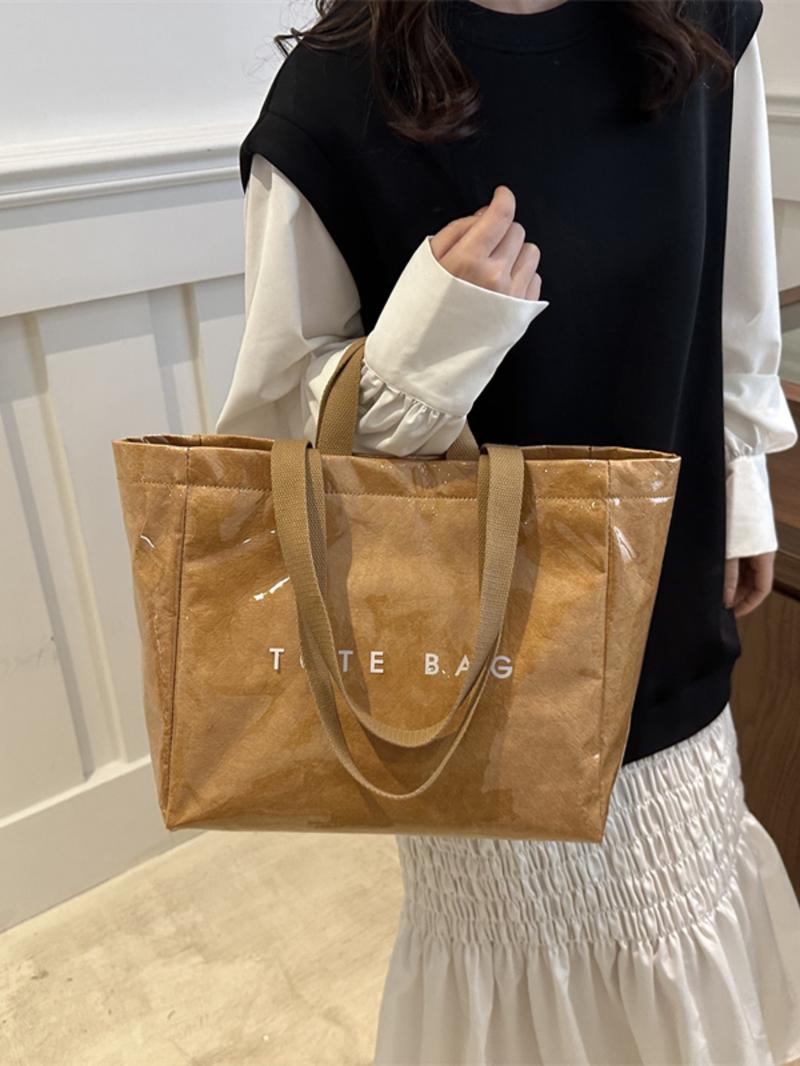 Women's Solid Color Tote Bag Office Work Bag, Fashionable Large Capacity Shoulder Bag for Work & Daily Used, Casual Trendy Versatile High-quality Daily Commuting Bag