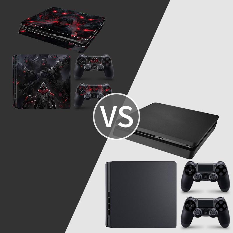 Hooded Wanderer Red Eyes Shadow Creature Dark Fantasy Art Vinyl Skin Cover for PS4 Slim Console and Wireless Controllers, Waterproof, Scratch-Proof & Long Lasting, Removable Without Residue Game Console Decor Sticker
