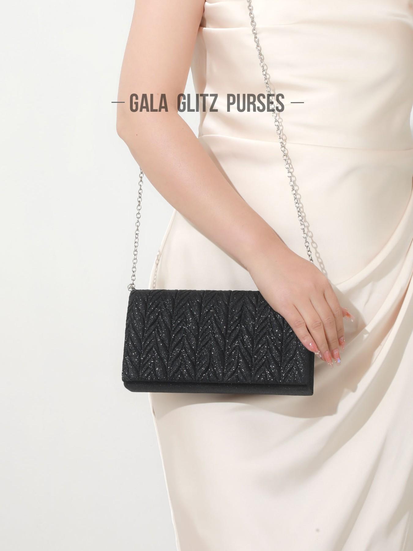 Rhinestone Decor Pleated Clutch Bag, Elegant Handbag for Party and Events, Fashionable Shoulder Crossbody Chain Bag, 1pc