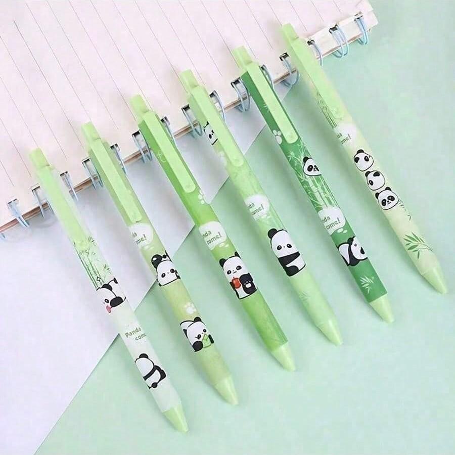Cute Panda Pattern  Pen, 6 Counts Durable Lovely Smooth  Pen with Clip,  Office Stationery & Supplies for Home School Dormitory