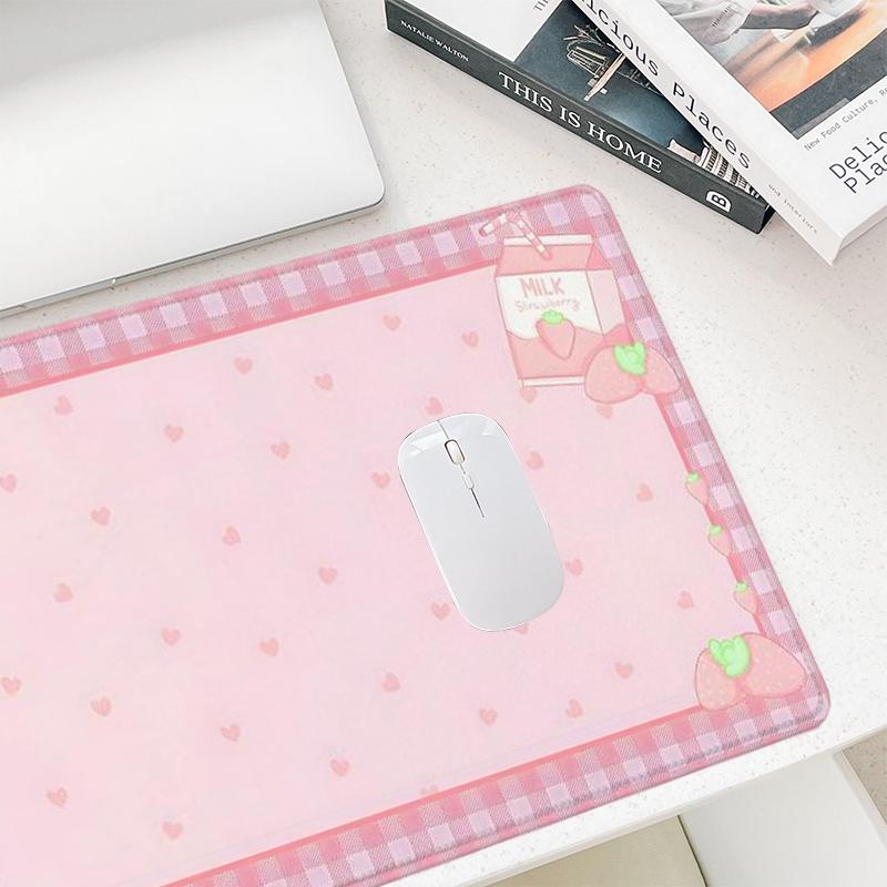 Cute Strawberry Pattern Mouse Pad, Rectangle Gaming Mouse Pad, Office Desk Keyboard Mouse Pad for Home Office Game Room Desk, Cute Desk Accessories