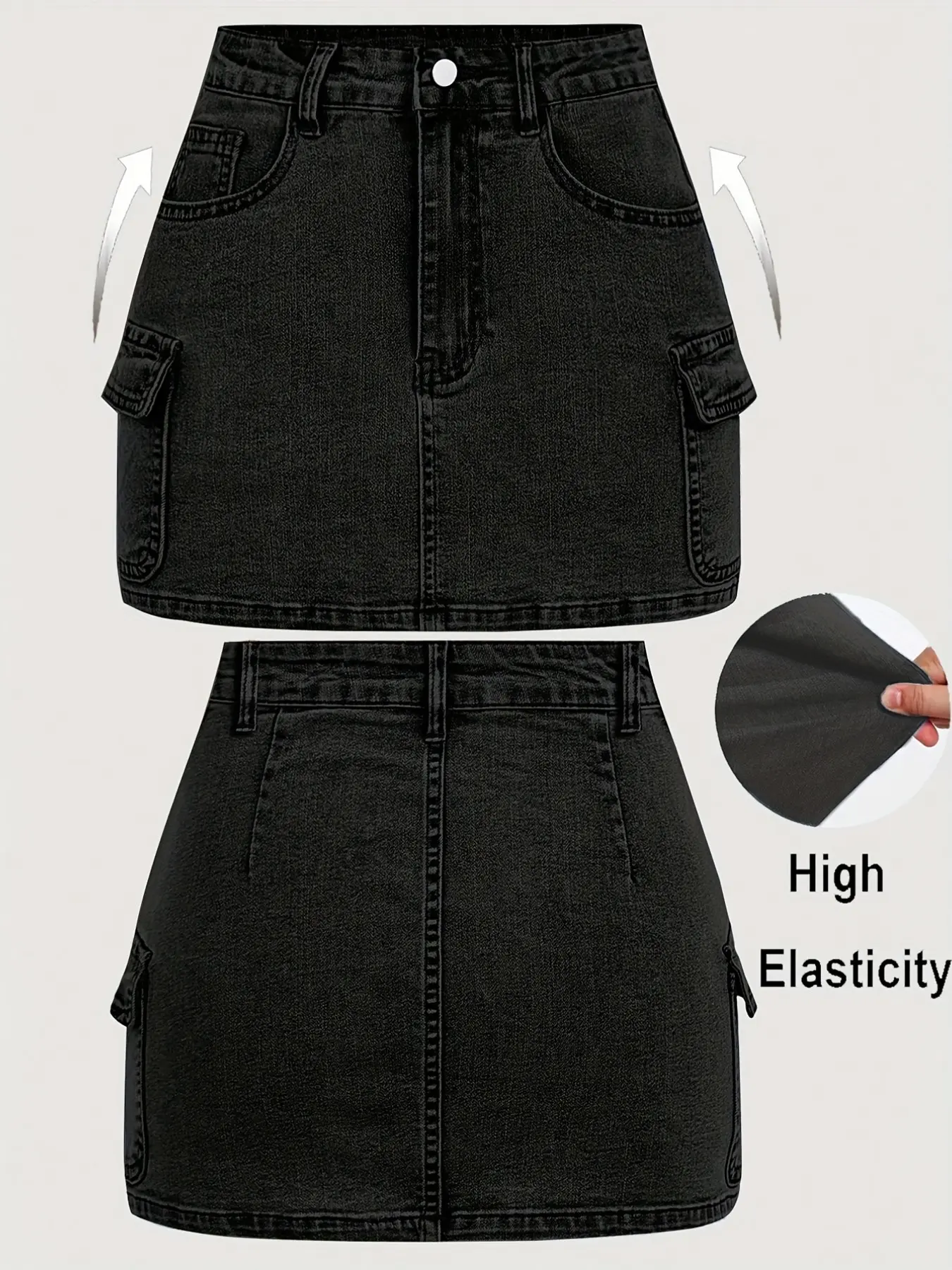 Women's Casual Workwear High Elastic Denim Skirt, Comfortable and Stylish Half Skirt for Daily Wear, Perfect for All Seasons, Fashion Casual Comfy Skirt