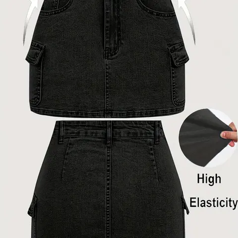 Women's Casual Workwear High-Elastic Denim Skirt, Comfortable and Stylish Half Skirt for Daily Wear, Perfect for All-Seasons