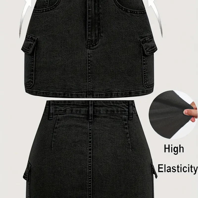 Women's Casual Workwear High-Elastic Denim Skirt, Comfortable and Stylish Half Skirt for Daily Wear, Perfect for All-Seasons