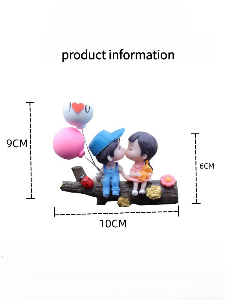 Cute Tree Branch Couple Car Ornament, Center Console Decor with Confession Balloons