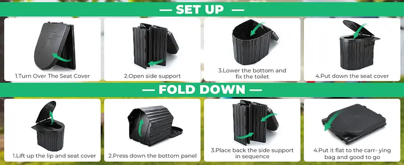 Portable Outdoor Camping Toilet for Adults - Folding Travel Accessory with Lid & Paper Holder, Camping Accessories, Hiking Gear, Truck Trip Potty for Car, RV
