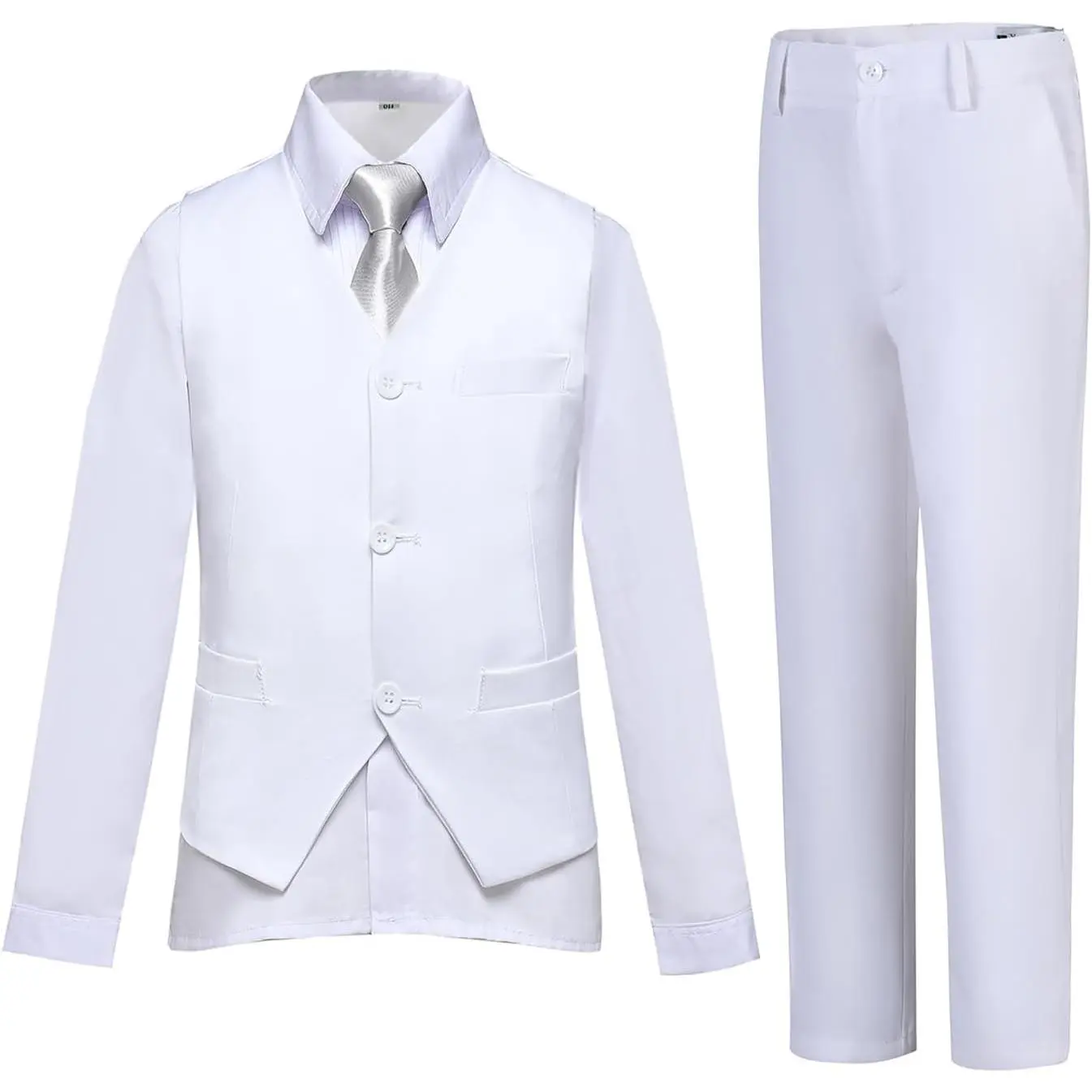 Boys Slim Fit 4-Piece Formal Suit Set for Kids Toddler Tuxedo Wedding Outfit with Vest, Shirt, Pants & Tie(Gift)