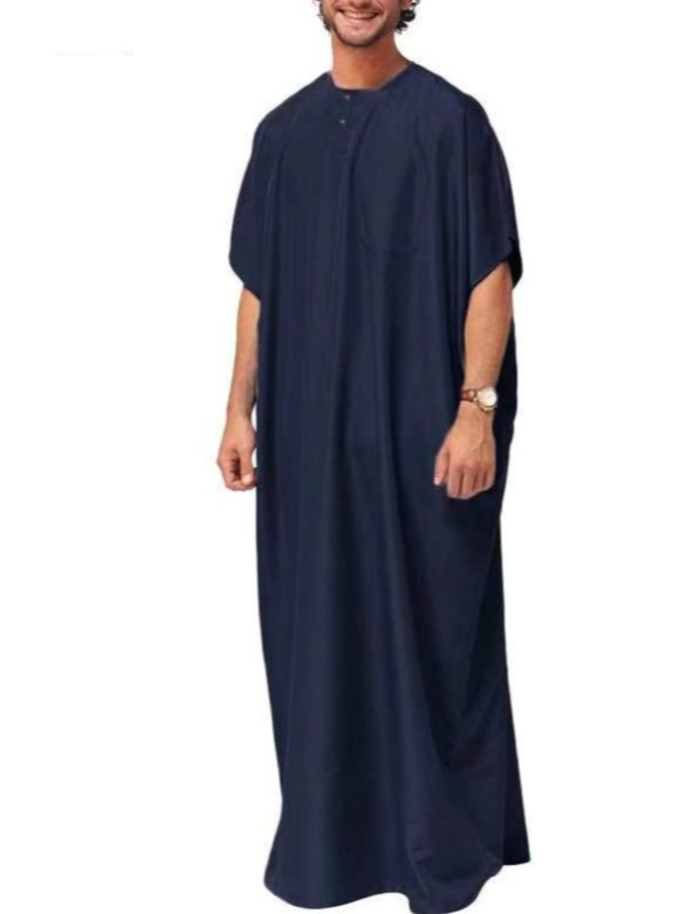 New Muslim Middle Eastern Arabic Dubai Dress Shirt, Malaysian Men's Long Robe, Stylish and Comfortable Clothing for Daily Wear